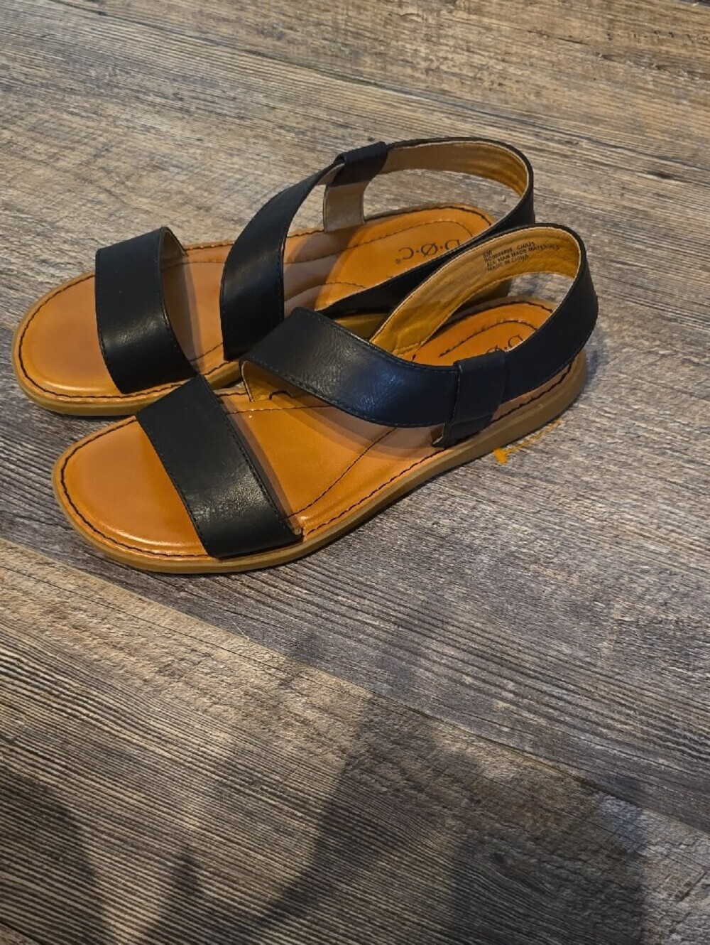 b.o.c. Black Strappy Sandals with Tan Footbed - Picture 5 of 5